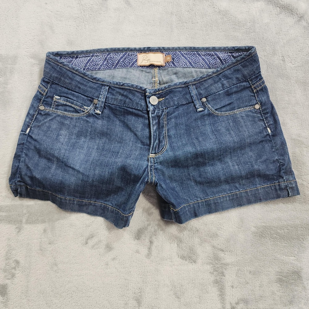 Paige Shorts Womens 28 Blue Canyon Low Rise Denim 5 Pocket Stretch Casual Summer